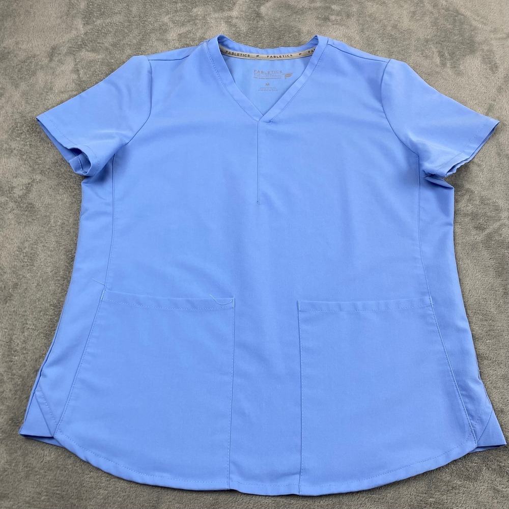 Fabletics Women M Scrub Top Blue V-Neck Performance TS2253849-5443-17040